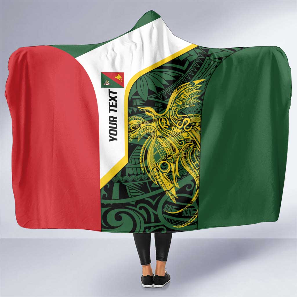 Personalised PNG East Sepik Province Hooded Blanket Bird of Paradise Tattoo Flag Motif - Polynesian Pride