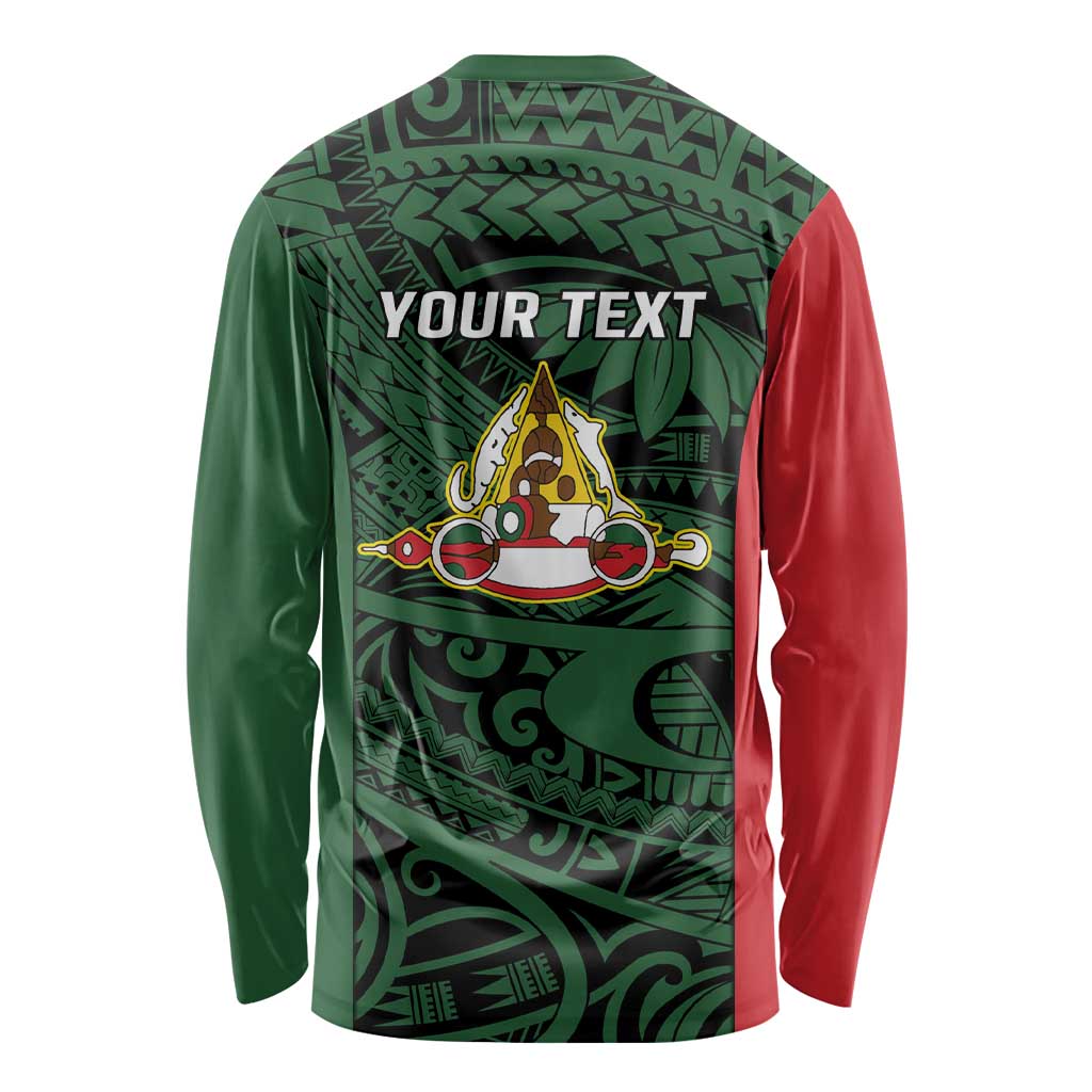 Personalised PNG East Sepik Province Long Sleeve Shirt Bird of Paradise Tattoo Flag Motif - Polynesian Pride