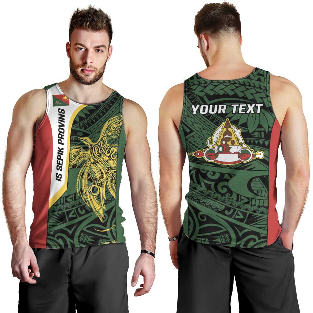 Personalised PNG East Sepik Province Men Tank Top Bird of Paradise Tattoo Flag Motif - Polynesian Pride
