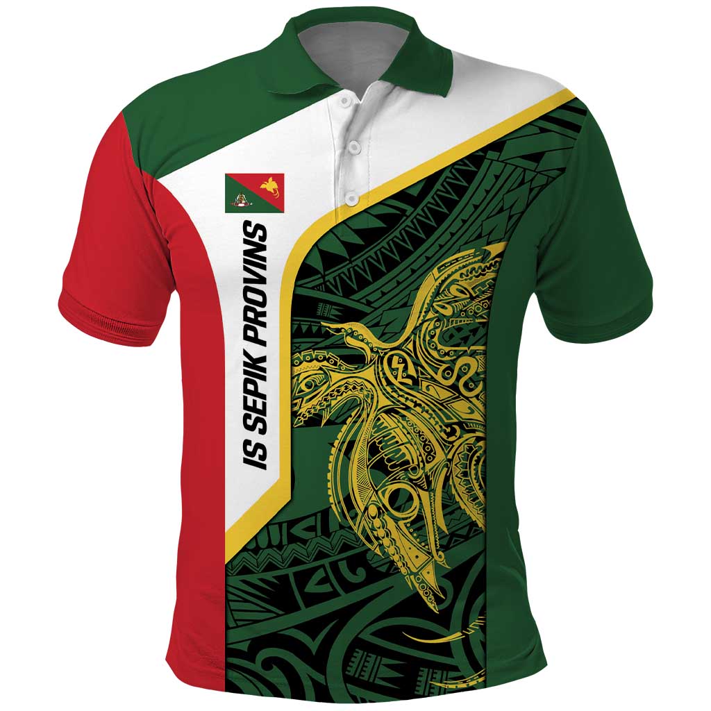 Personalised PNG East Sepik Province Polo Shirt Bird of Paradise Tattoo Flag Motif - Polynesian Pride