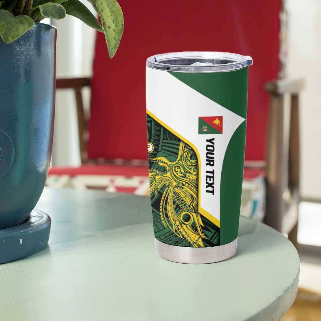 Personalised PNG East Sepik Province Tumbler Cup Bird of Paradise Tattoo Flag Motif - Polynesian Pride