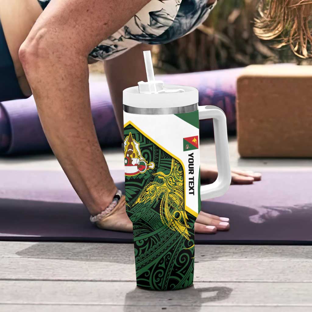 Personalised PNG East Sepik Province Tumbler With Handle Bird of Paradise Tattoo Flag Motif - Polynesian Pride