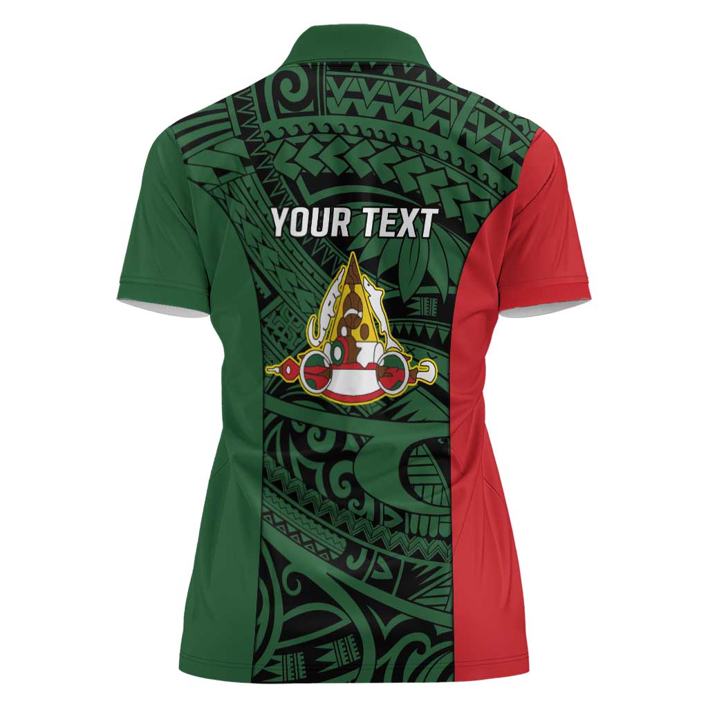 Personalised PNG East Sepik Province Women Polo Shirt Bird of Paradise Tattoo Flag Motif - Polynesian Pride