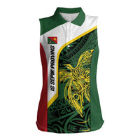 Personalised PNG East Sepik Province Women Sleeveless Polo Shirt Bird of Paradise Tattoo Flag Motif - Polynesian Pride