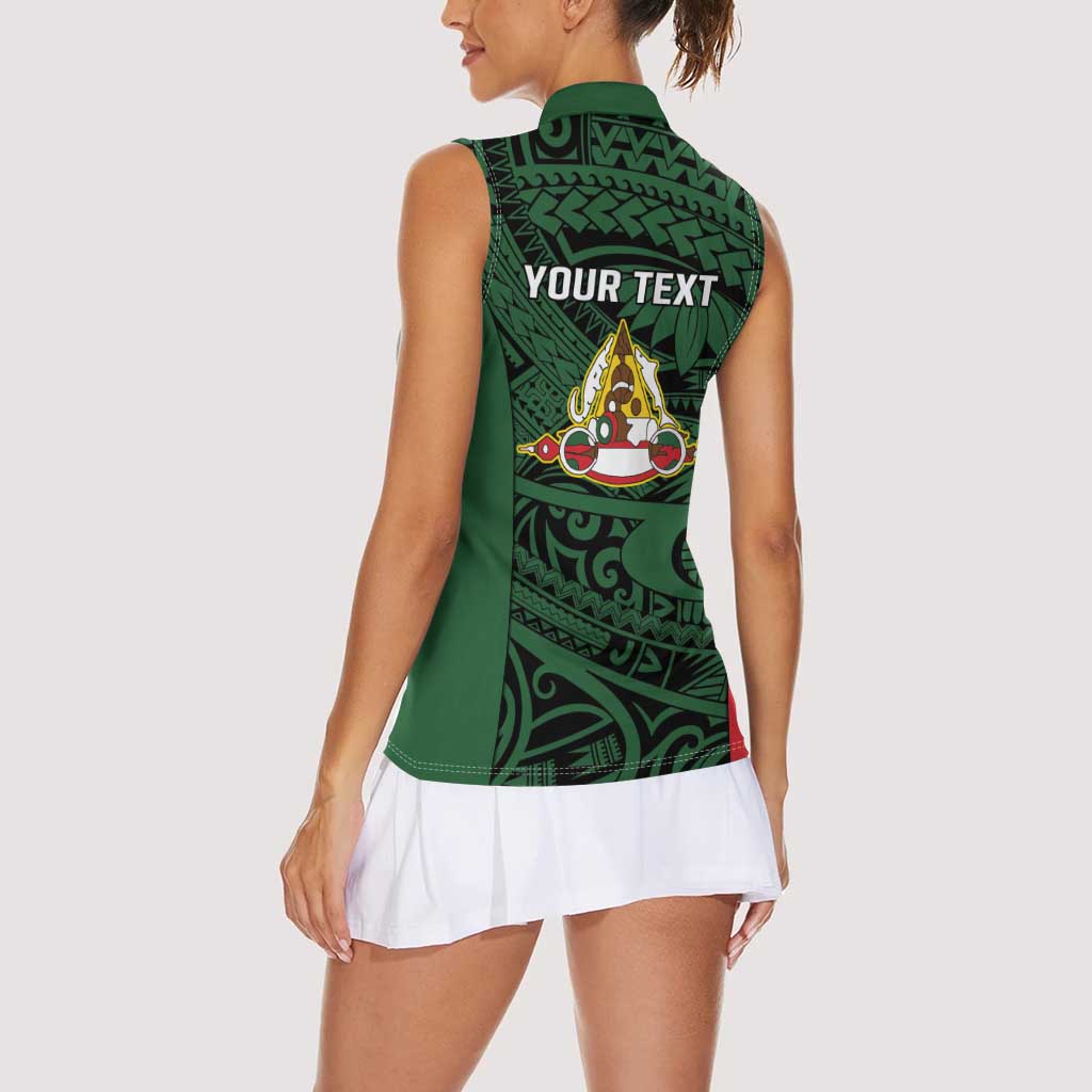 Personalised PNG East Sepik Province Women Sleeveless Polo Shirt Bird of Paradise Tattoo Flag Motif - Polynesian Pride