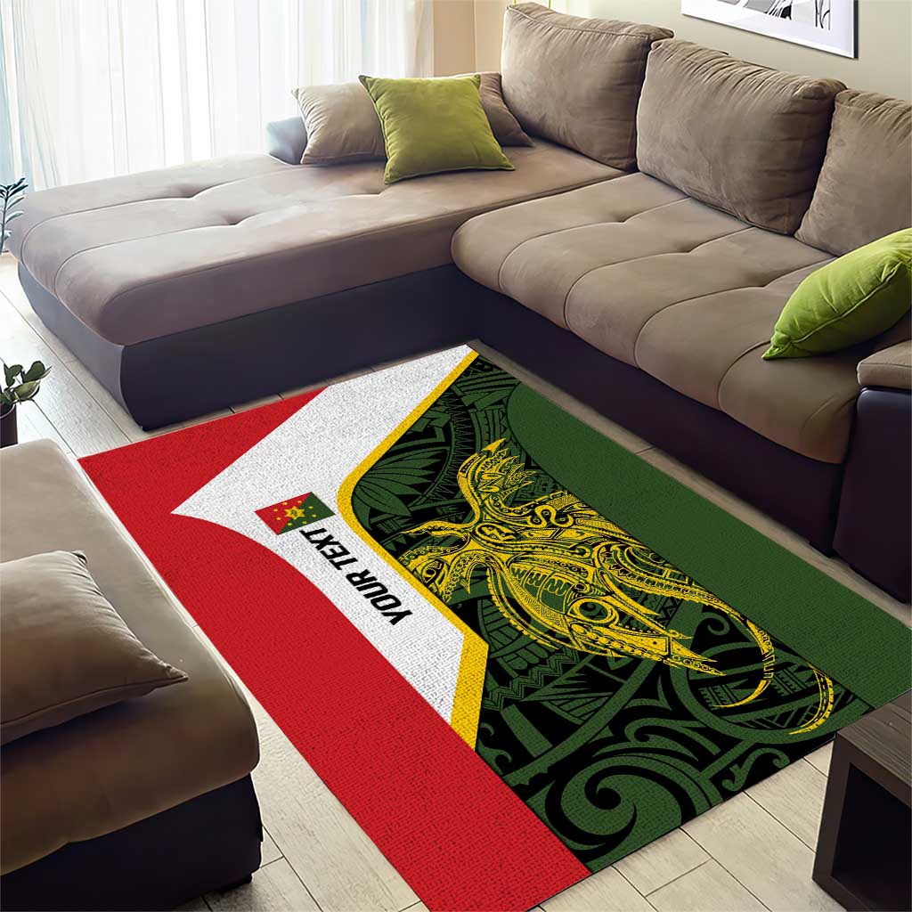 Personalised PNG Eastern Highlands Area Rug Bird of Paradise Tattoo Flag Motif - Polynesian Pride