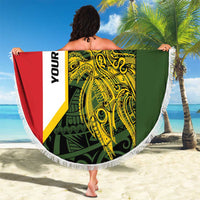 Personalised PNG Eastern Highlands Beach Blanket Bird of Paradise Tattoo Flag Motif - Polynesian Pride