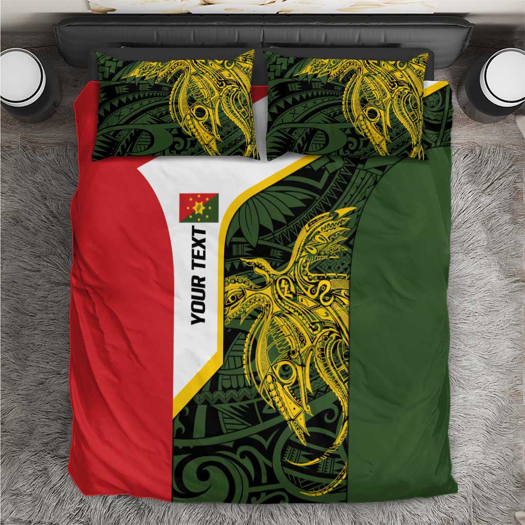 Personalised PNG Eastern Highlands Bedding Set Bird of Paradise Tattoo Flag Motif LT9 Green - Polynesian Pride