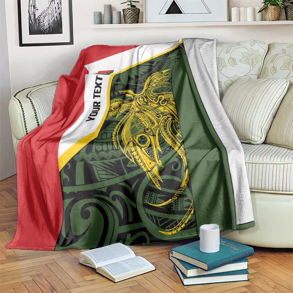 Personalised PNG Eastern Highlands Blanket Bird of Paradise Tattoo Flag Motif LT9 Green - Polynesian Pride