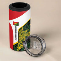 Personalised PNG Eastern Highlands 4 in 1 Can Cooler Tumbler Bird of Paradise Tattoo Flag Motif - Polynesian Pride