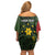 Personalised PNG Eastern Highlands Family Matching Off Shoulder Short Dress and Hawaiian Shirt Bird of Paradise Tattoo Flag Motif - Polynesian Pride