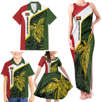 Personalised PNG Eastern Highlands Family Matching Tank Maxi Dress and Hawaiian Shirt Bird of Paradise Tattoo Flag Motif - Polynesian Pride