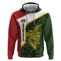 Personalised PNG Eastern Highlands Hoodie Bird of Paradise Tattoo Flag Motif - Polynesian Pride