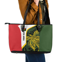 Personalised PNG Eastern Highlands Leather Tote Bag Bird of Paradise Tattoo Flag Motif LT9 - Polynesian Pride