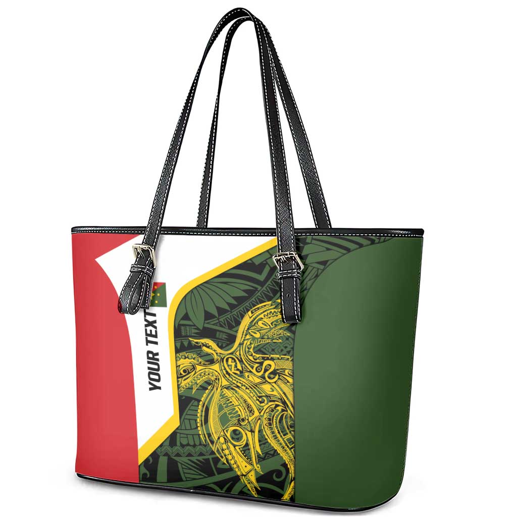 Personalised PNG Eastern Highlands Leather Tote Bag Bird of Paradise Tattoo Flag Motif LT9 - Polynesian Pride