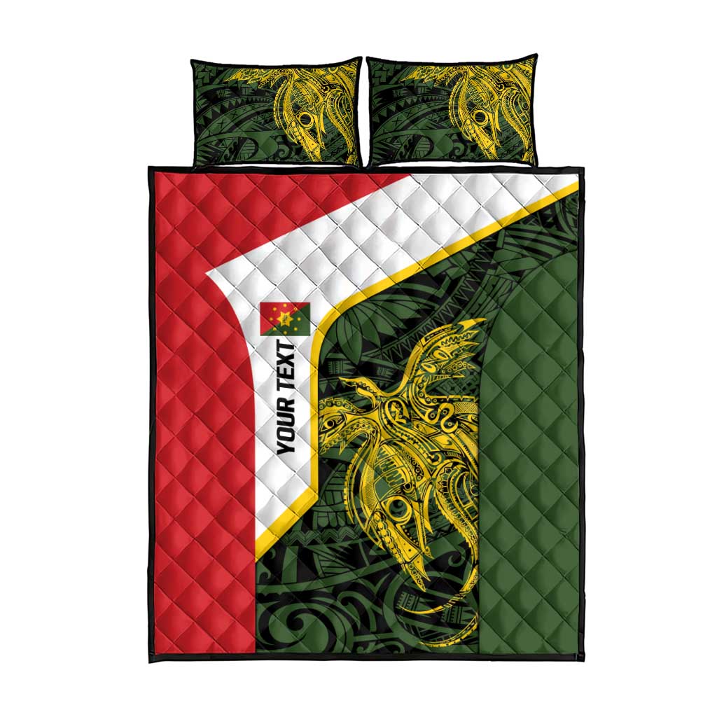 Personalised PNG Eastern Highlands Quilt Bed Set Bird of Paradise Tattoo Flag Motif - Polynesian Pride