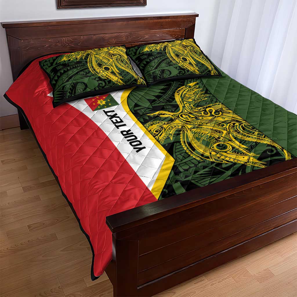 Personalised PNG Eastern Highlands Quilt Bed Set Bird of Paradise Tattoo Flag Motif - Polynesian Pride