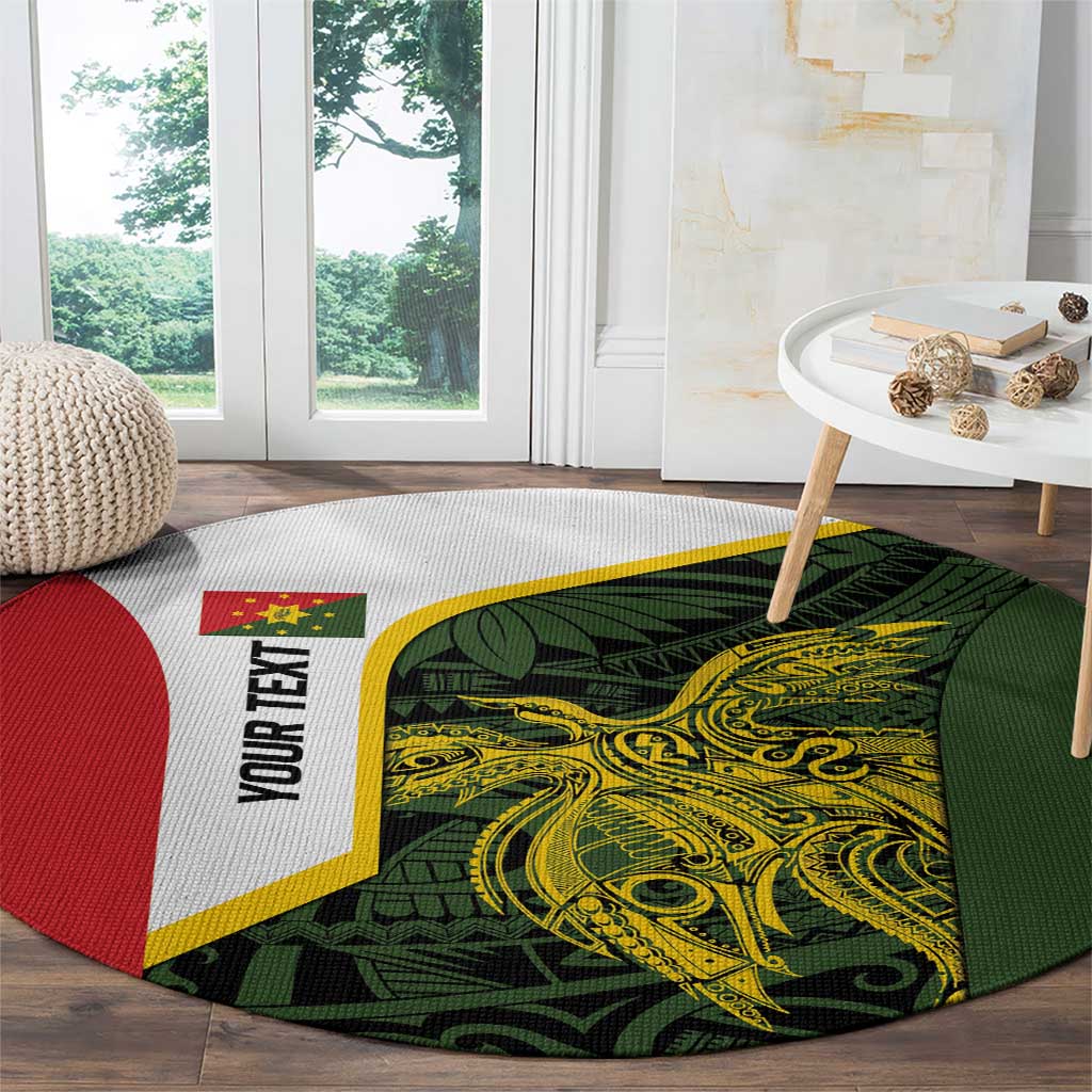 Personalised PNG Eastern Highlands Round Carpet Bird of Paradise Tattoo Flag Motif - Polynesian Pride