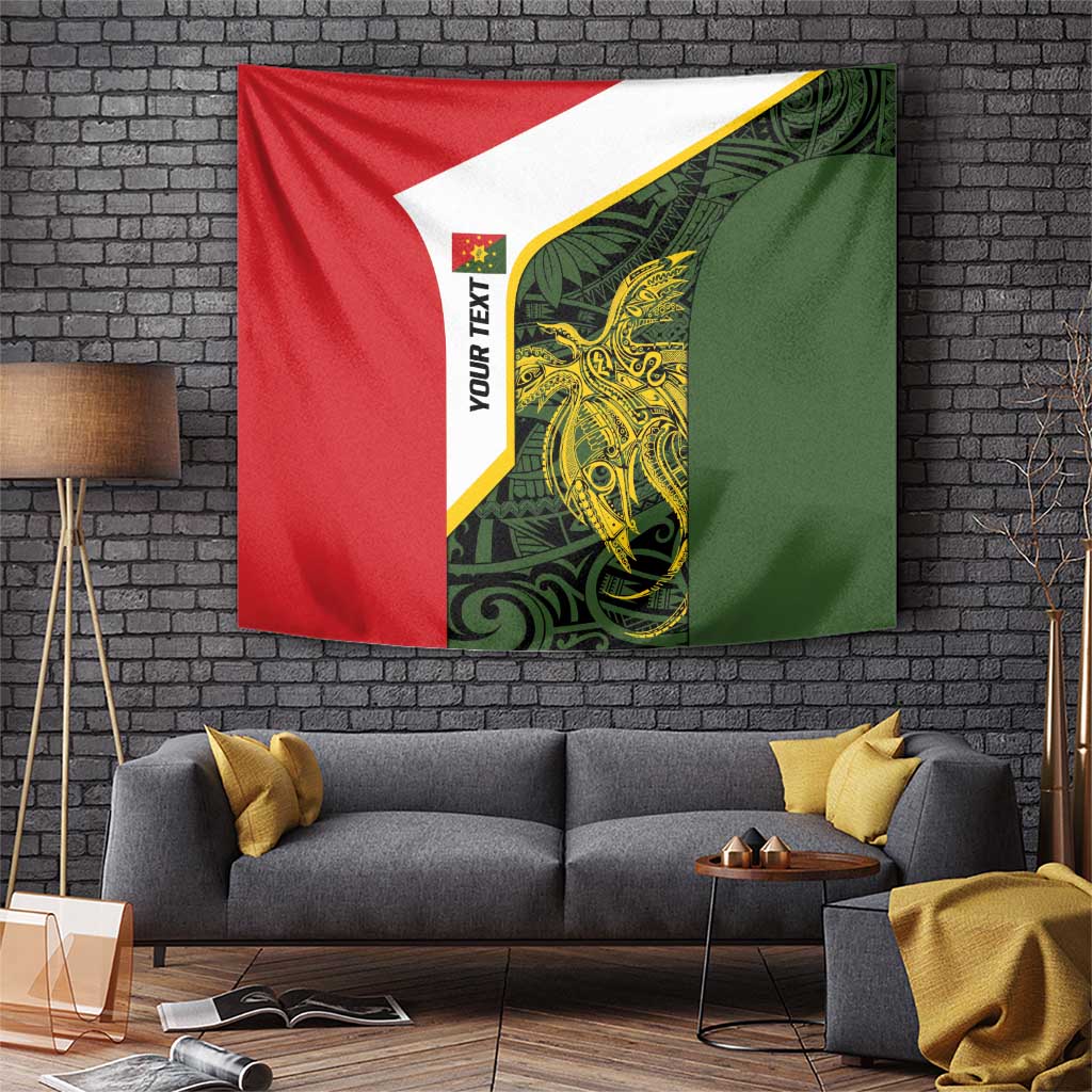 Personalised PNG Eastern Highlands Tapestry Bird of Paradise Tattoo Flag Motif LT9 Green - Polynesian Pride