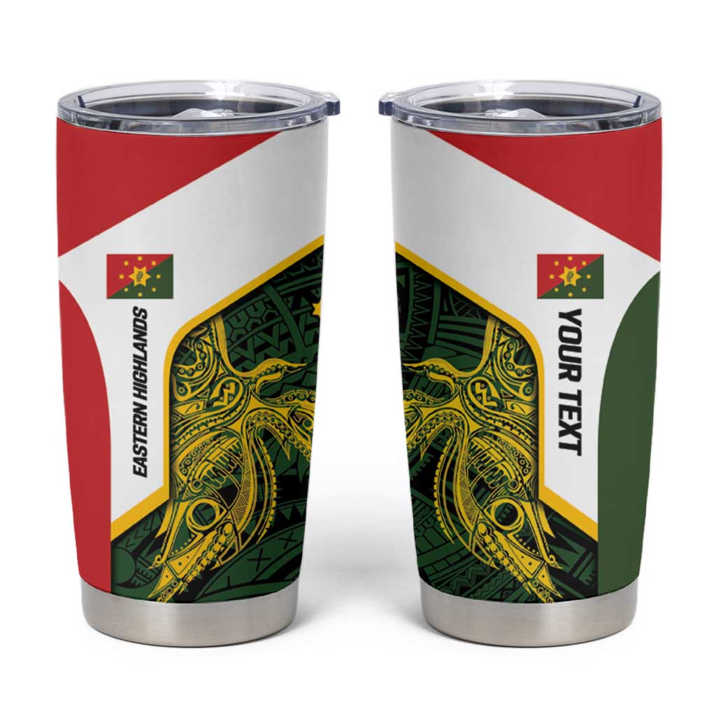 Personalised PNG Eastern Highlands Tumbler Cup Bird of Paradise Tattoo Flag Motif - Polynesian Pride
