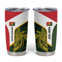 Personalised PNG Eastern Highlands Tumbler Cup Bird of Paradise Tattoo Flag Motif - Polynesian Pride
