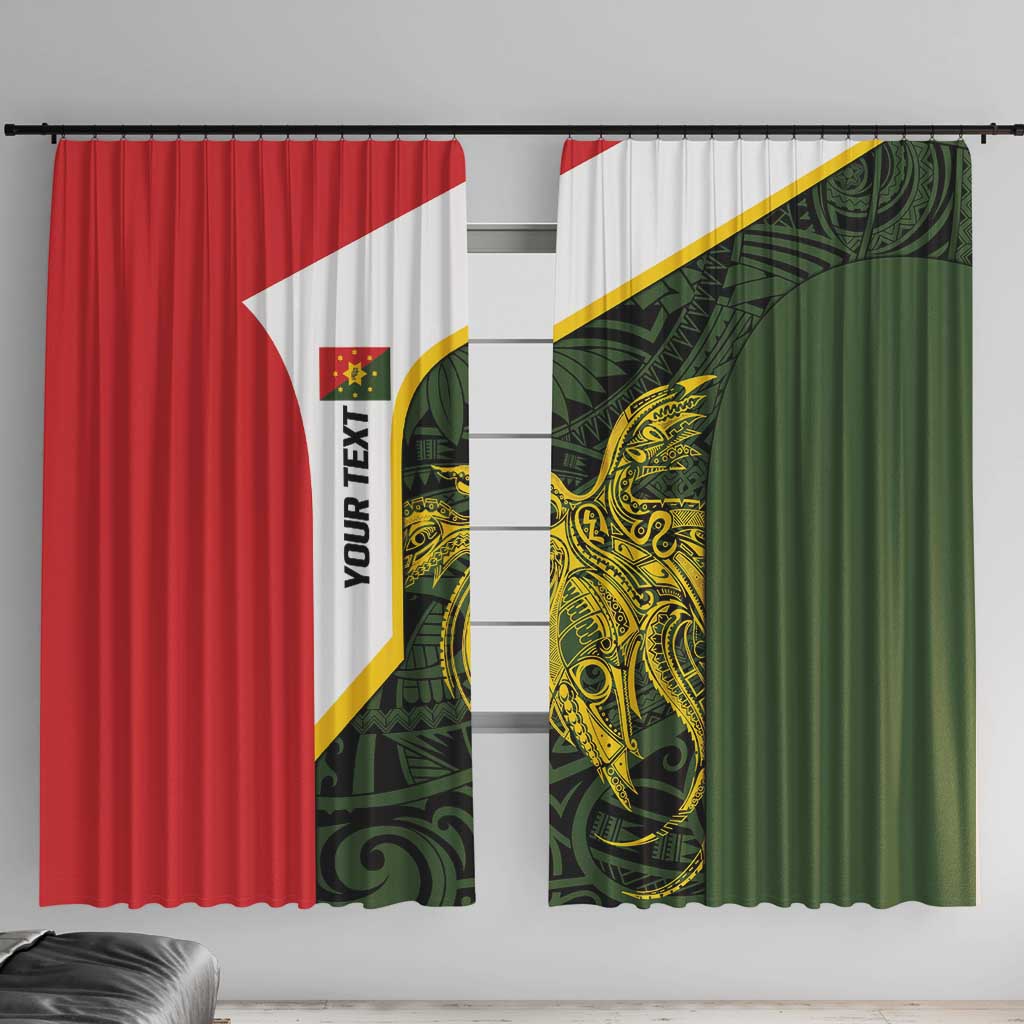 Personalised PNG Eastern Highlands Window Curtain Bird of Paradise Tattoo Flag Motif LT9 With Hooks Green - Polynesian Pride