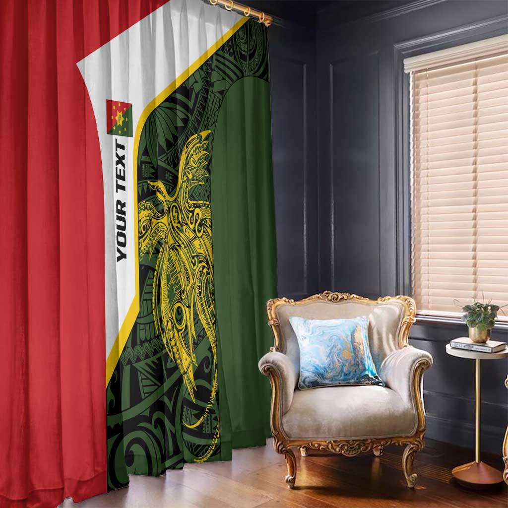 Personalised PNG Eastern Highlands Window Curtain Bird of Paradise Tattoo Flag Motif - Polynesian Pride