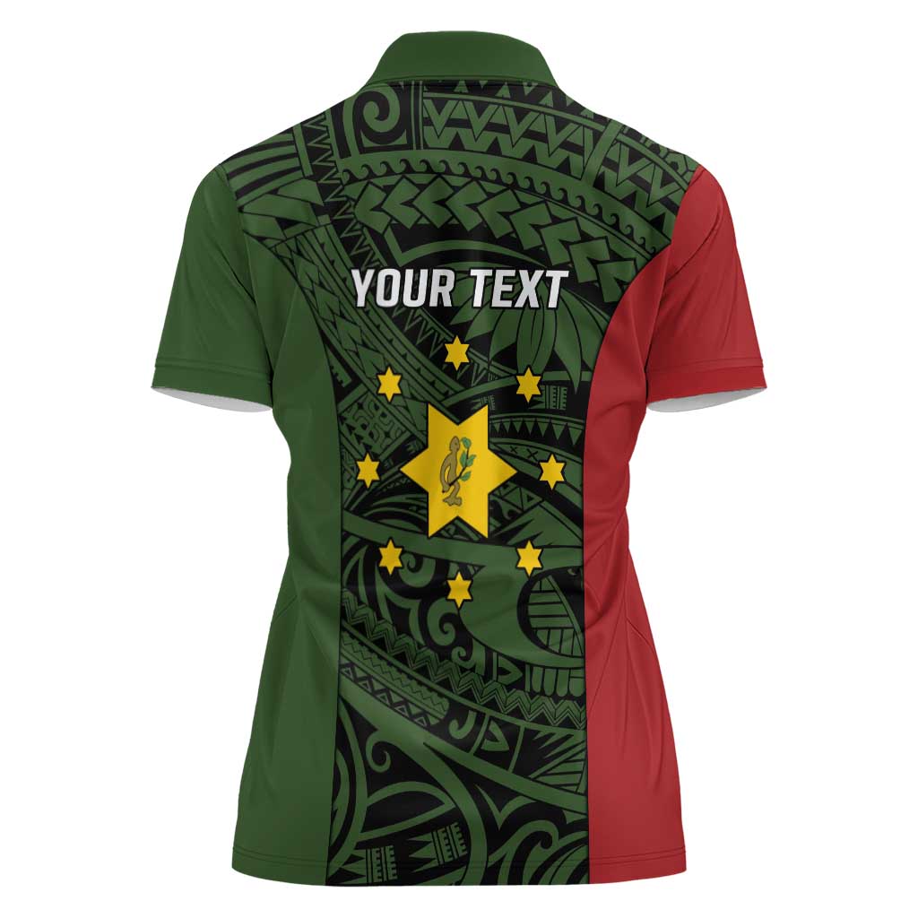 Personalised PNG Eastern Highlands Women Polo Shirt Bird of Paradise Tattoo Flag Motif - Polynesian Pride