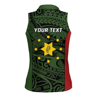 Personalised PNG Eastern Highlands Women Sleeveless Polo Shirt Bird of Paradise Tattoo Flag Motif - Polynesian Pride