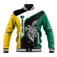 Personalised PNG Enga Province Baseball Jacket Bird of Paradise Tattoo Flag Motif - Polynesian Pride