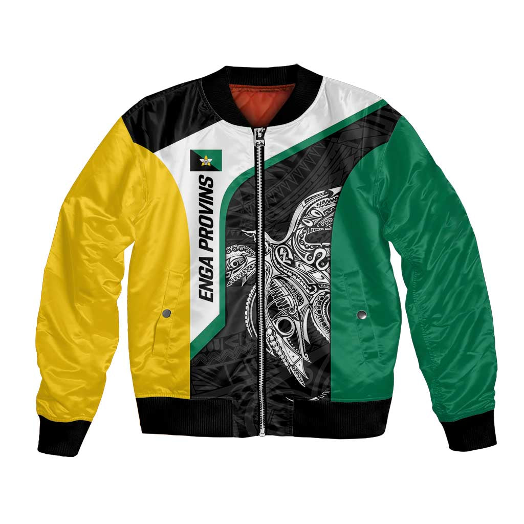 Personalised PNG Enga Province Bomber Jacket Bird of Paradise Tattoo Flag Motif LT9 Unisex Green - Polynesian Pride