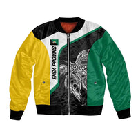 Personalised PNG Enga Province Bomber Jacket Bird of Paradise Tattoo Flag Motif LT9 Unisex Green - Polynesian Pride