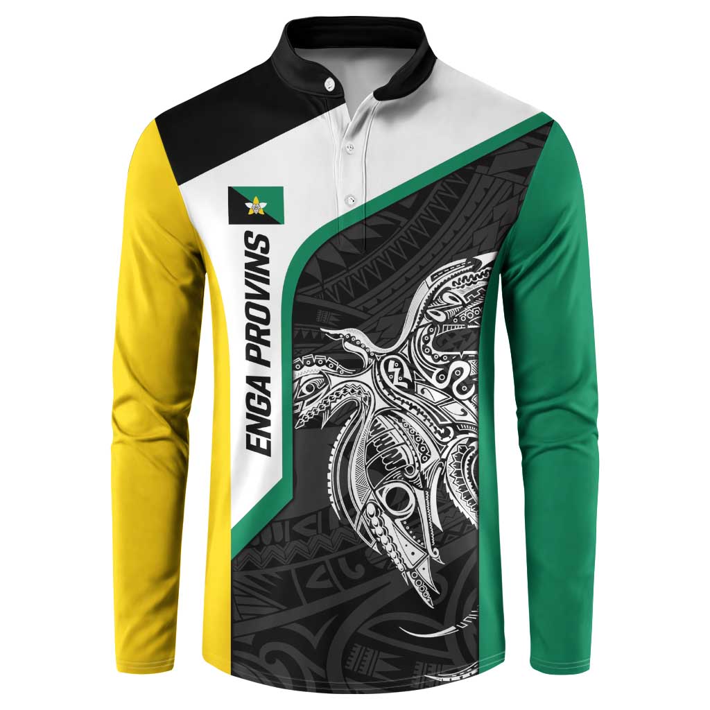 Personalised PNG Enga Province Button Sweatshirt Bird of Paradise Tattoo Flag Motif LT9 Green - Polynesian Pride