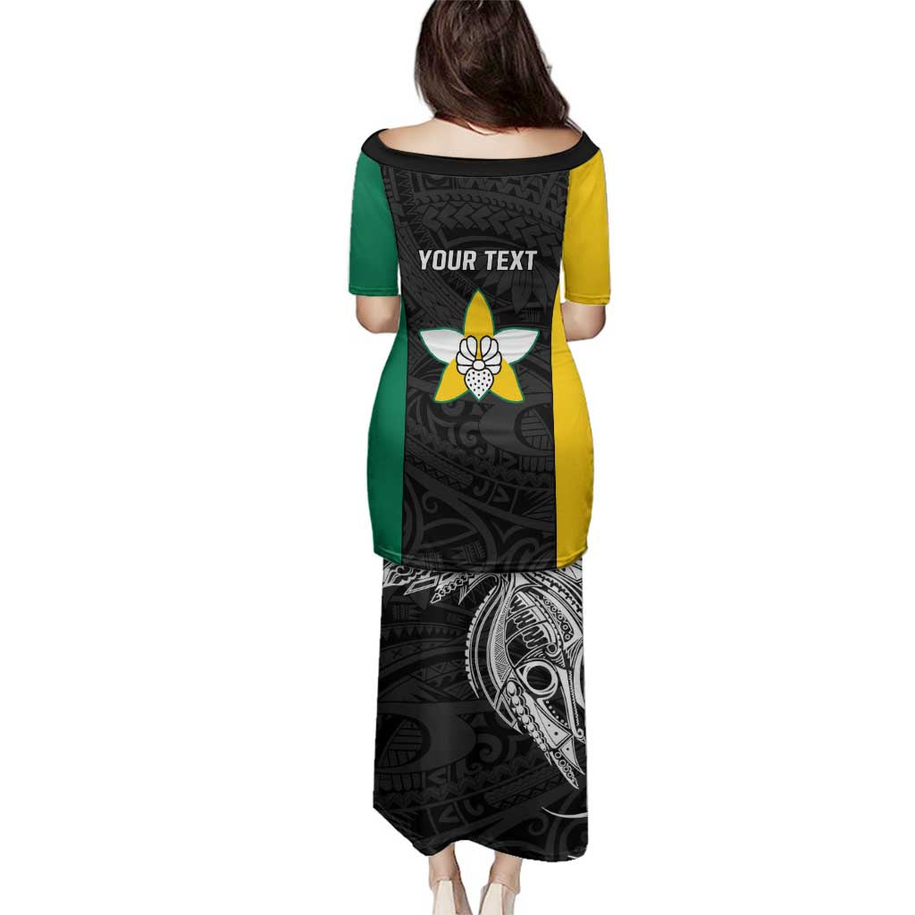 Personalised PNG Enga Province Family Matching Puletasi and Hawaiian Shirt Bird of Paradise Tattoo Flag Motif - Polynesian Pride