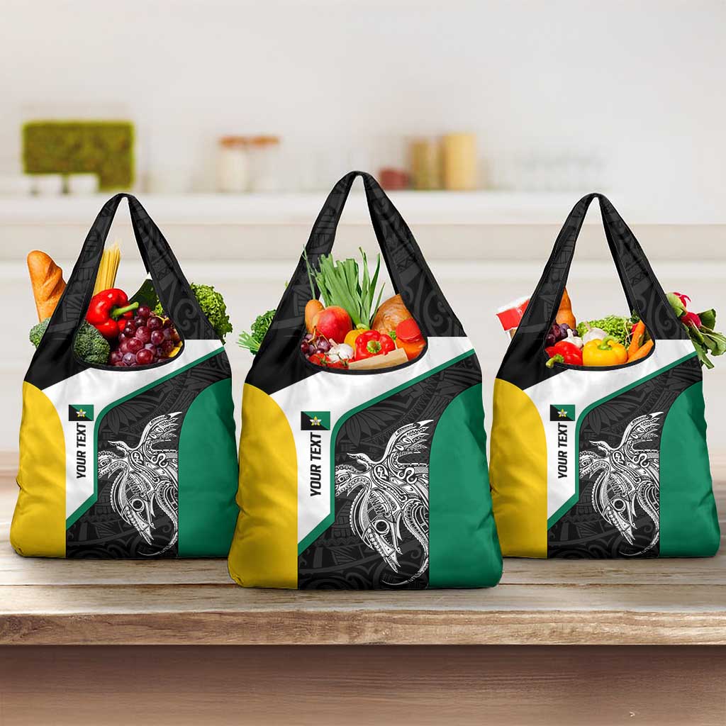 Personalised PNG Enga Province Grocery Bag Bird of Paradise Tattoo Flag Motif - Polynesian Pride