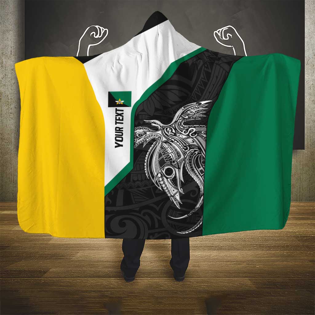 Personalised PNG Enga Province Hooded Blanket Bird of Paradise Tattoo Flag Motif - Polynesian Pride