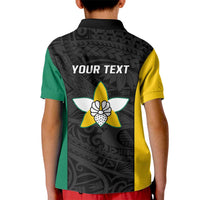 Personalised PNG Enga Province Kid Polo Shirt Bird of Paradise Tattoo Flag Motif - Polynesian Pride