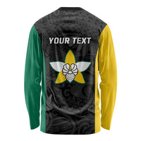 Personalised PNG Enga Province Long Sleeve Shirt Bird of Paradise Tattoo Flag Motif - Polynesian Pride