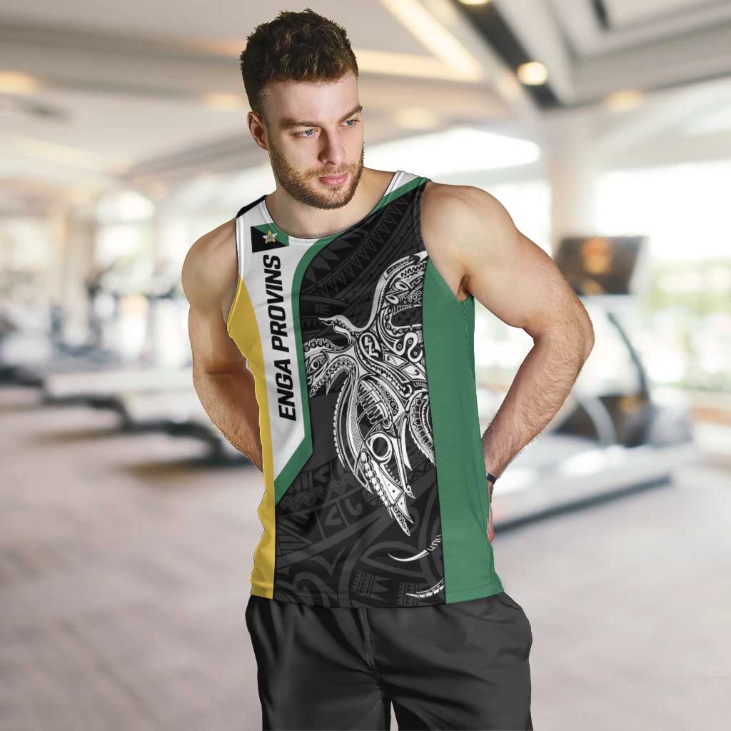 Personalised PNG Enga Province Men Tank Top Bird of Paradise Tattoo Flag Motif - Polynesian Pride
