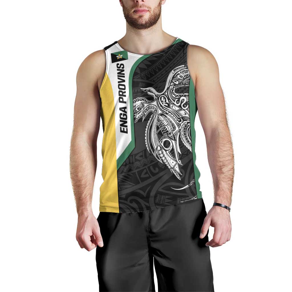Personalised PNG Enga Province Men Tank Top Bird of Paradise Tattoo Flag Motif - Polynesian Pride