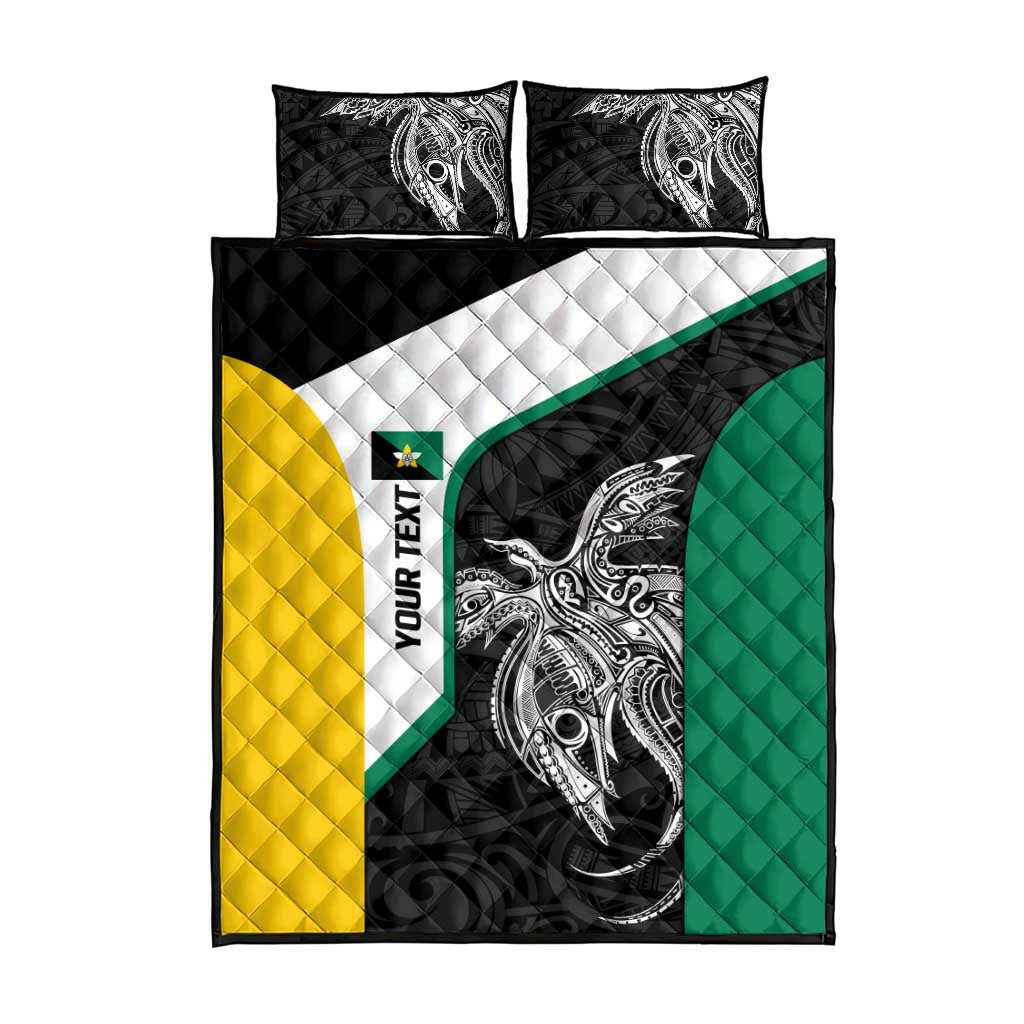 Personalised PNG Enga Province Quilt Bed Set Bird of Paradise Tattoo Flag Motif - Polynesian Pride