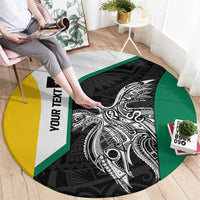 Personalised PNG Enga Province Round Carpet Bird of Paradise Tattoo Flag Motif - Polynesian Pride