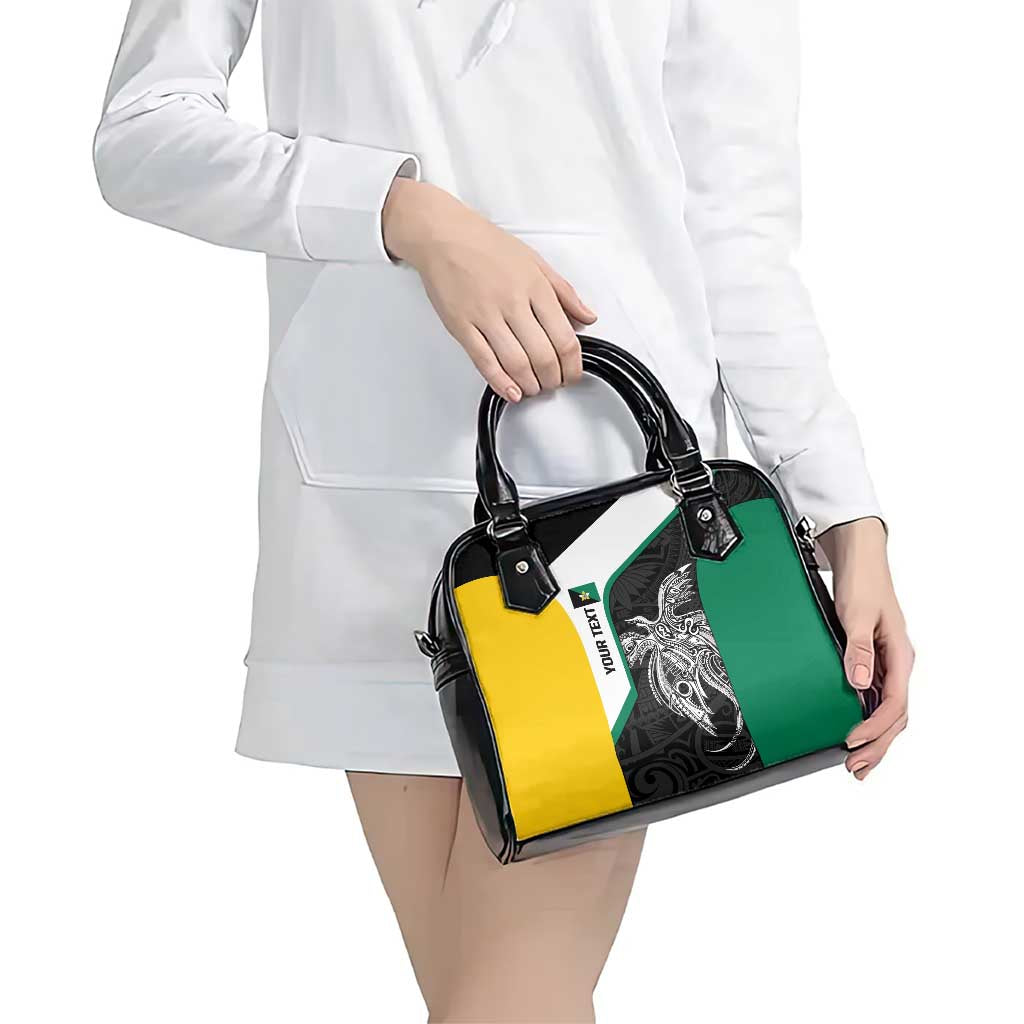 Personalised PNG Enga Province Shoulder Handbag Bird of Paradise Tattoo Flag Motif - Polynesian Pride