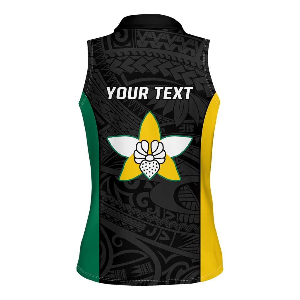 Personalised PNG Enga Province Women Sleeveless Polo Shirt Bird of Paradise Tattoo Flag Motif - Polynesian Pride