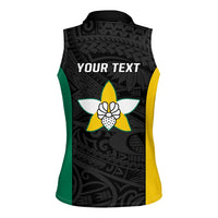 Personalised PNG Enga Province Women Sleeveless Polo Shirt Bird of Paradise Tattoo Flag Motif - Polynesian Pride