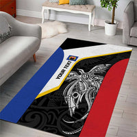 Personalised PNG Gulf Province Area Rug Bird of Paradise Tattoo Flag Motif - Polynesian Pride