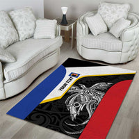 Personalised PNG Gulf Province Area Rug Bird of Paradise Tattoo Flag Motif - Polynesian Pride