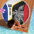 Personalised PNG Gulf Province Beach Blanket Bird of Paradise Tattoo Flag Motif - Polynesian Pride