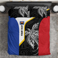 Personalised PNG Gulf Province Bedding Set Bird of Paradise Tattoo Flag Motif - Polynesian Pride