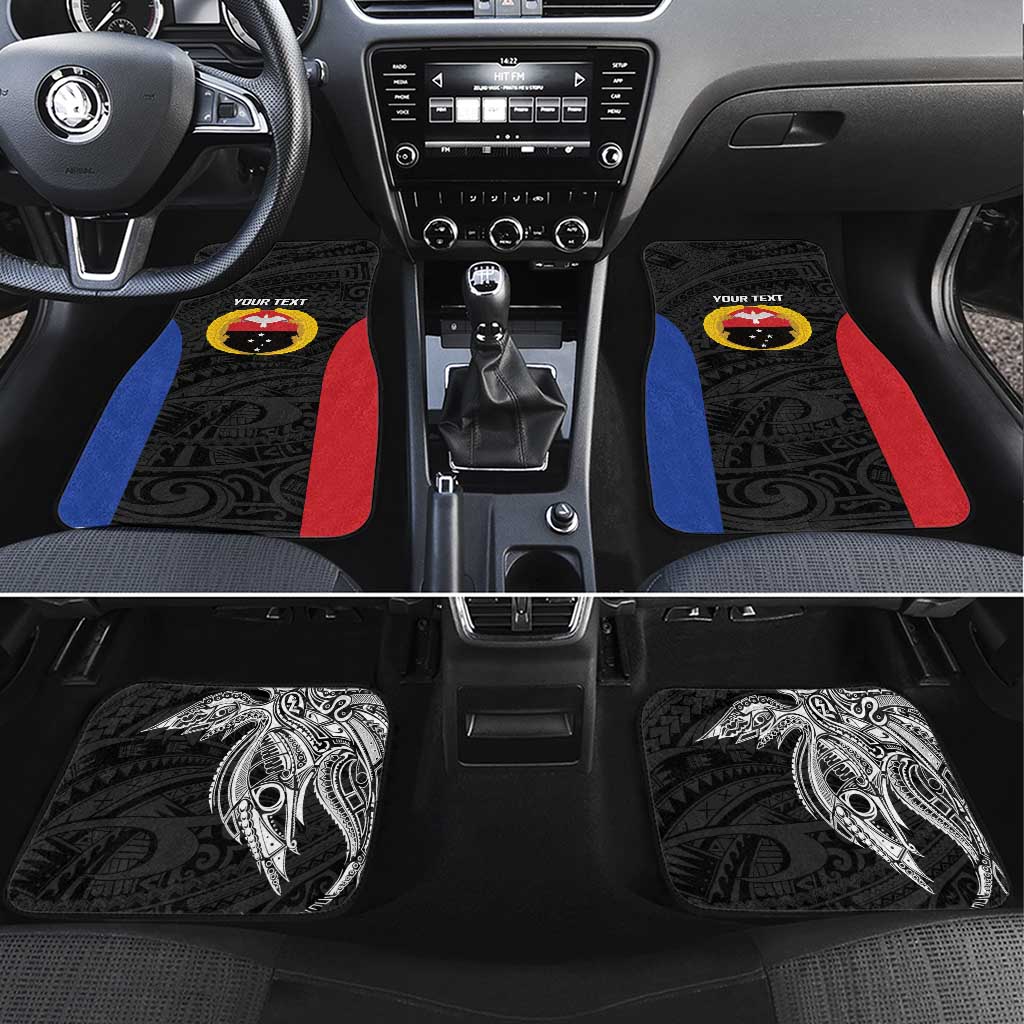 Personalised PNG Gulf Province Car Mats Bird of Paradise Tattoo Flag Motif - Polynesian Pride